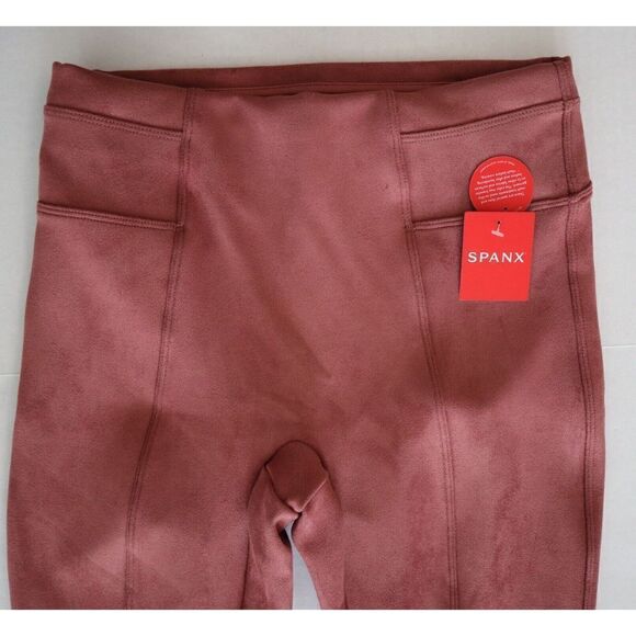 Spanx 20322Q Women's Sz S Rich Rose Pink Faux Suede High Waisted Leggings - Picture 7 of 11